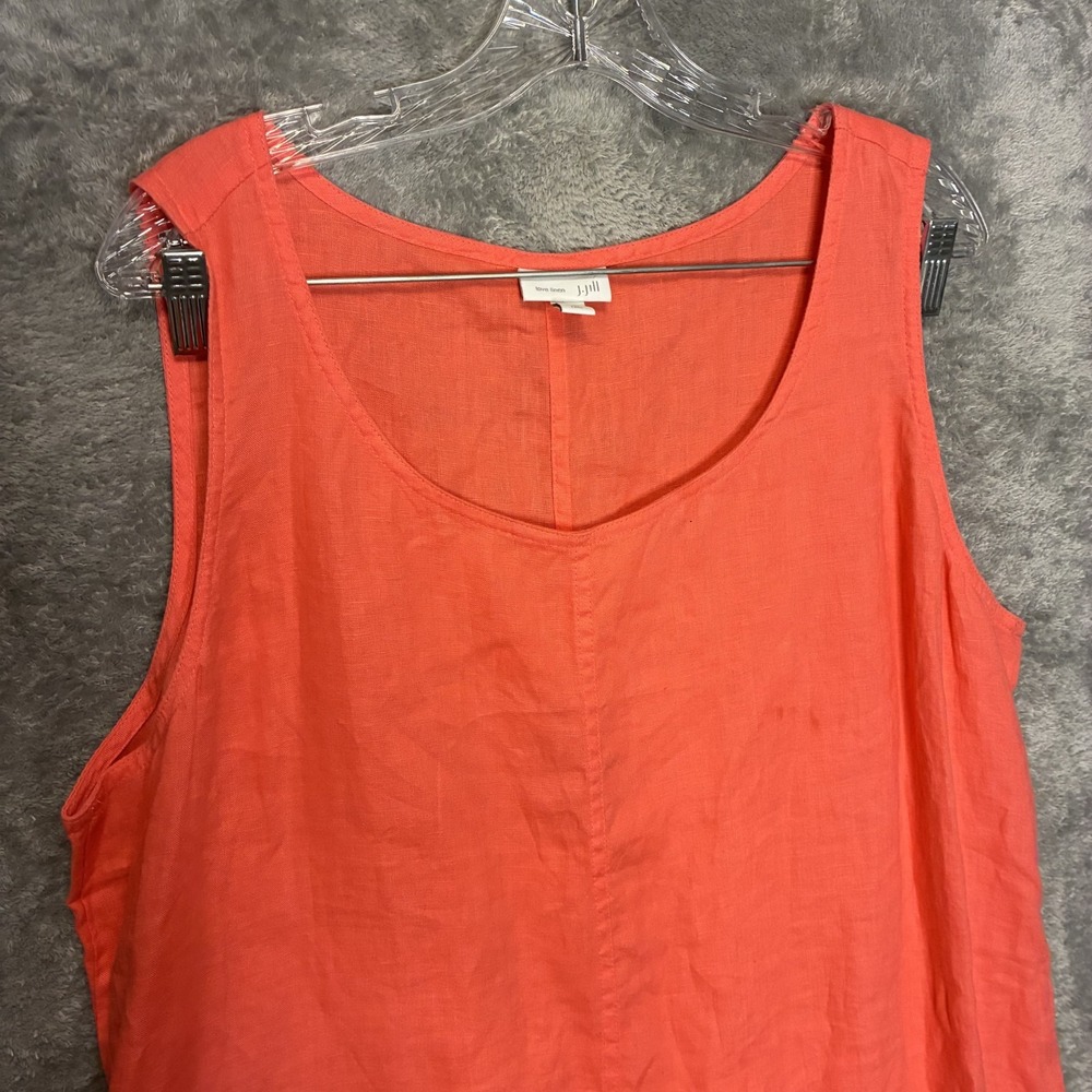 J.Jill Womens Love Linen Coral Shift Dress XL Tall Lagenlook Resortwear Bright